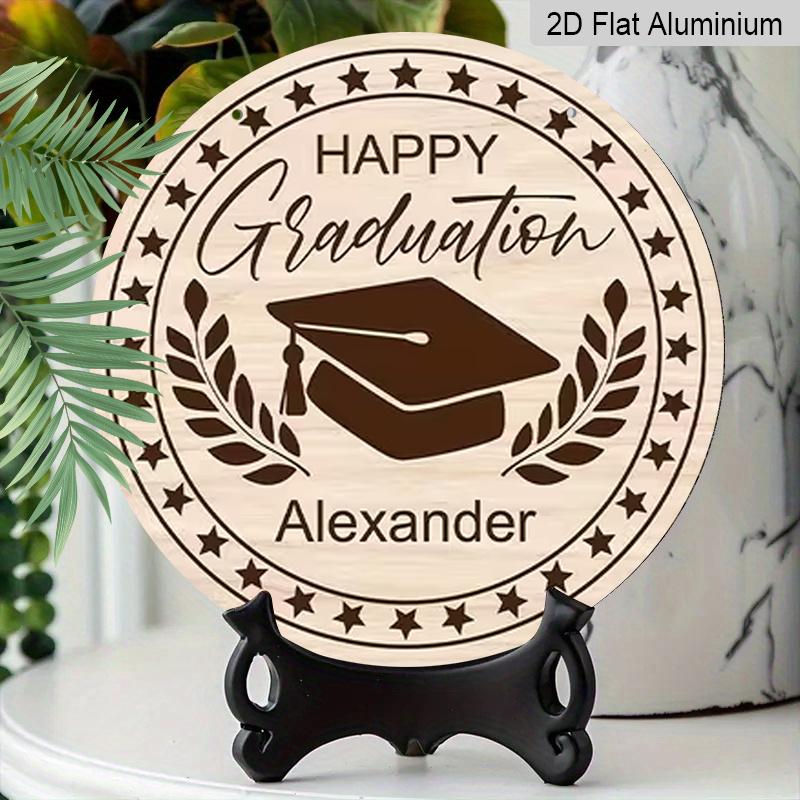2D Flat Aluminum Graduation-Themed Wall Decor Commemorative Gift 7.87 Inches X 7.87 Inches Suitable for Cafes, Offices, Front Doors, Porches, and