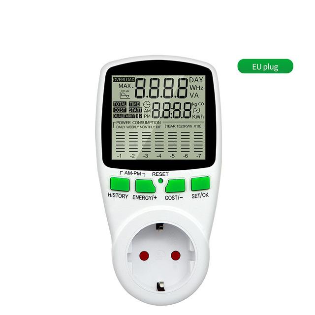AC220V Digital Power Meter Electricity Wattmeter Kwh Energy Meter Socket Voltage Current Test EU US UK FR Plug Power Analyzer