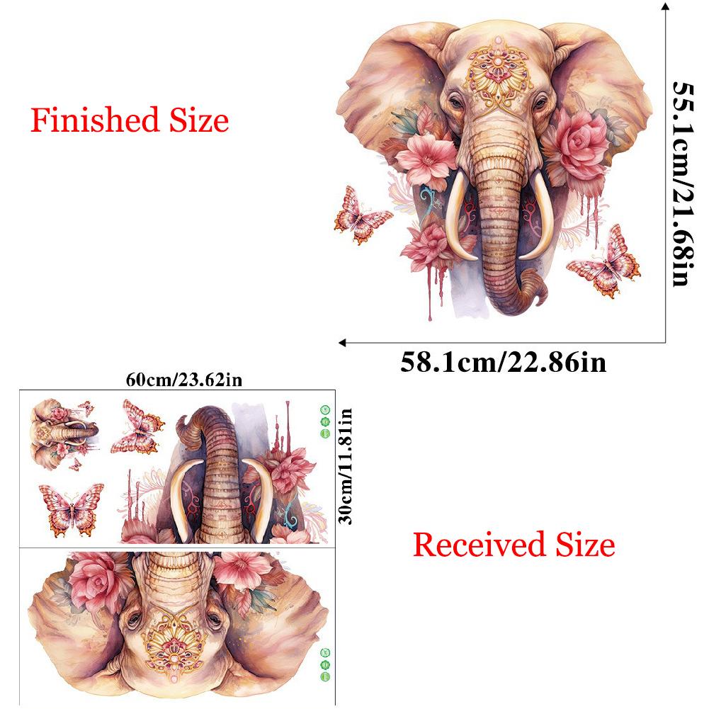 Large Watercolor Elephant Decals Tropical Rainforest Animal Wall Stickers Kid's Room Wall Decoration Self Adhesive