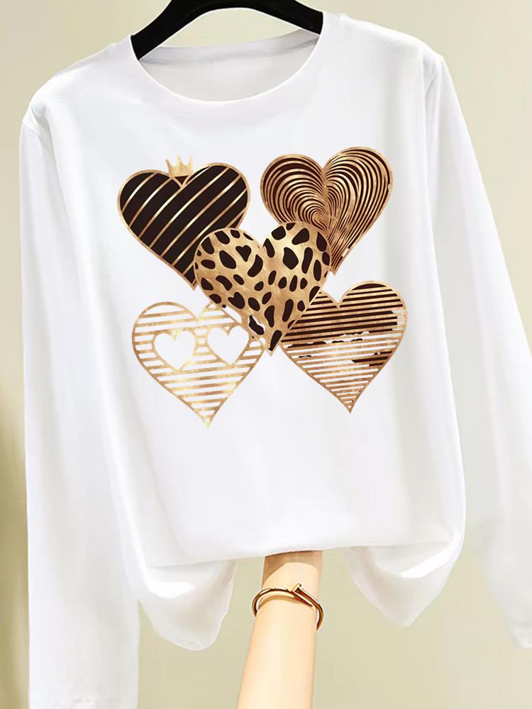 (Asian Size) letter love trend Clothing Women Graphic Tee o-neck Print T Shirt Casual autumn winter spring Fashion Top Long Sleeve T-shirts