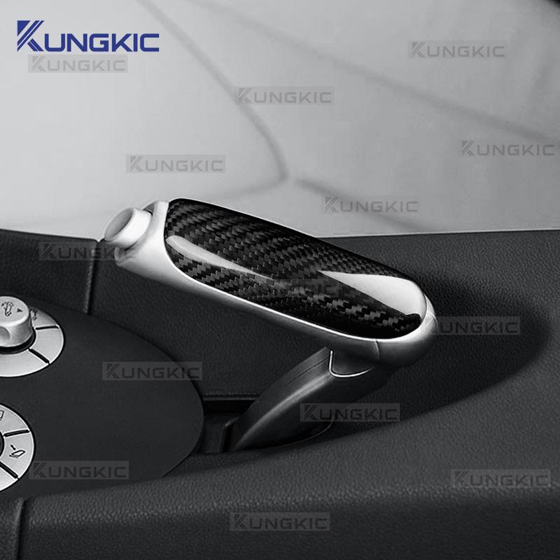For Mercedes Benz SLK R171 2004 2005 2006 2007 2008 2009 2010 Car Handbrake Grips Trim Cover Real Dry Hard Carbon Fiber Sticker