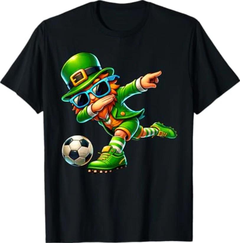 Funny Leprechaun Playing Soccer St Patrick Day T-Shirt 4XL