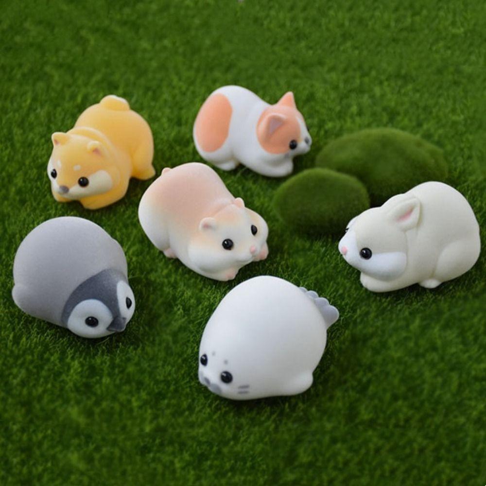 Kitten Doll Hamster Model Toy Cat Bunny Penguin Seal Doll Flocked Animal Ornaments  Kids Gift