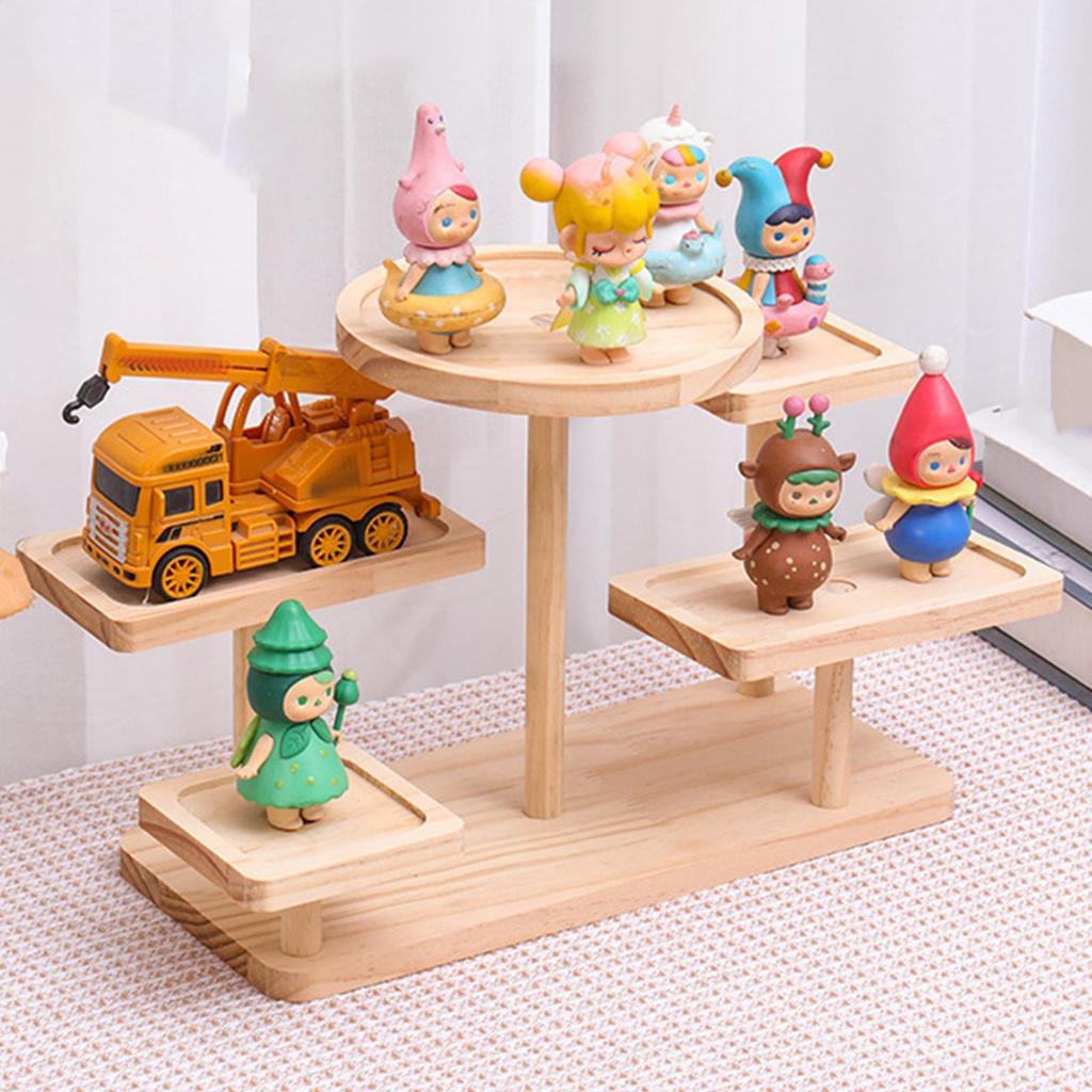 Display Riser Desktop Cabinet Organizer Wood Display Stand Shelf for Dolls
