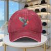 Hummingbird Print Washed Baseball Cap Adjustable Cotton Vintage Distressed Duckbill Hat Casual