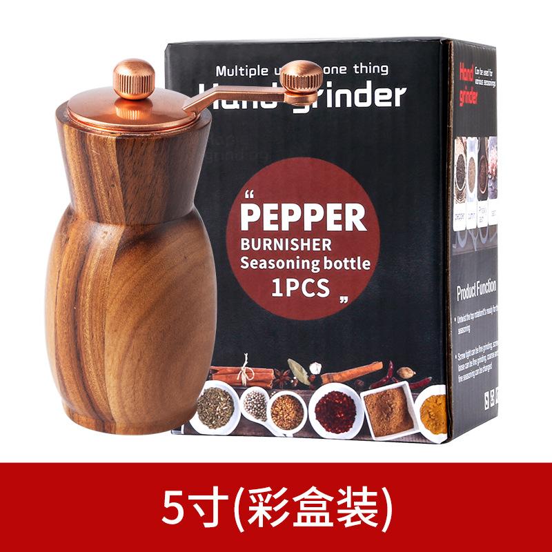 Salz- und Pfeffermühlen-Set aus Akazienholz mit Handkurbel, Vase, schwarze Pfeffermühle, Rosensalzmühle mit Sockel, Salzstreuer, Mühle, Grillwerkzeug