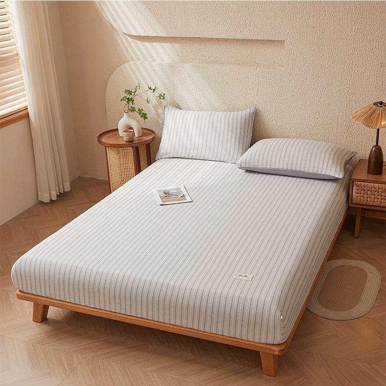 A-Class Full Cotton Double-Layer Wrinkled Yarn Fitted Bed Sheet