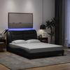 VidaXL Bed Frames with LED Lights, Double Bed with Headboard Cushion, Adult Bed, Bedroom Furniture, Modern, Black 3213706