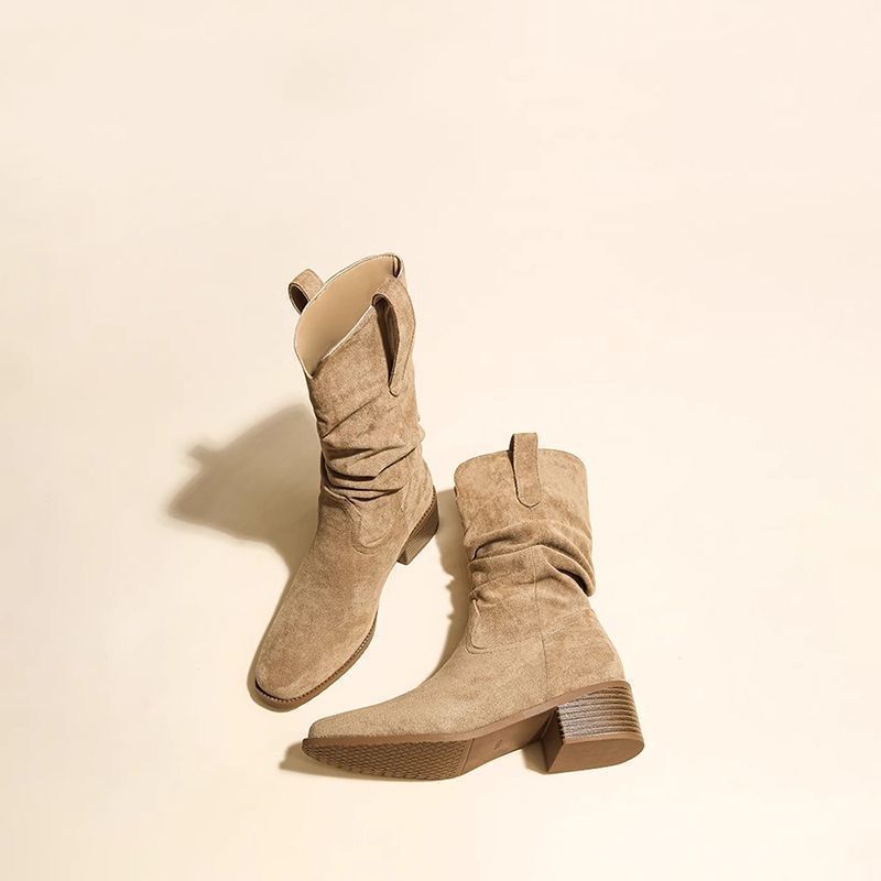Foreign style thick heel Martin boots 2025 autumn and winter new niche design retro style comfortable casual pile boots women