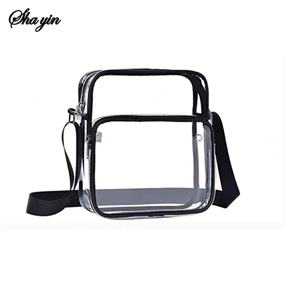 

1PC Pvc Transparent Storage Bag With Adjustable Shoulder Strap, Large Capacity Crossbody Bag, Travel Money Bag чорний