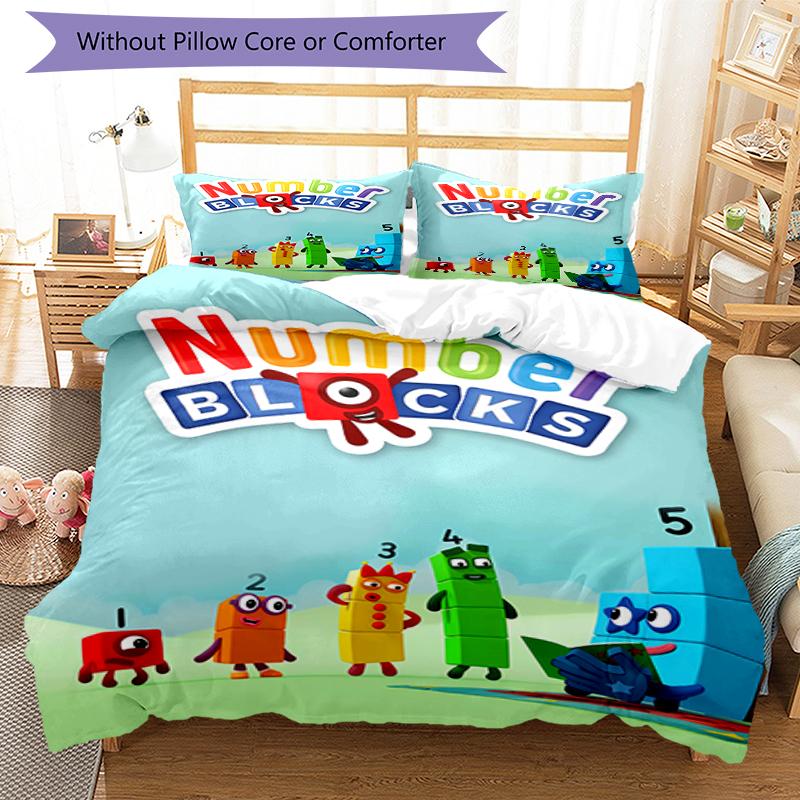 3-teiliges Numberblocks2-Muster Bettwäscheset Bettbezugset enthält Bettbezug & Kissenbezüge, perfekte Ganzjahres-Schlafzimmerdekoration & Geschenk