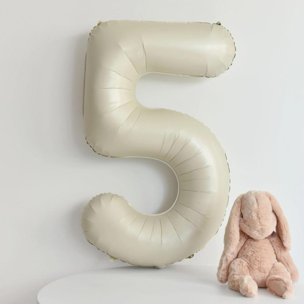 40-Inch Caramel Cream Number Balloons - Aluminum Foil Birthday Party Decoration for Kids and Adults