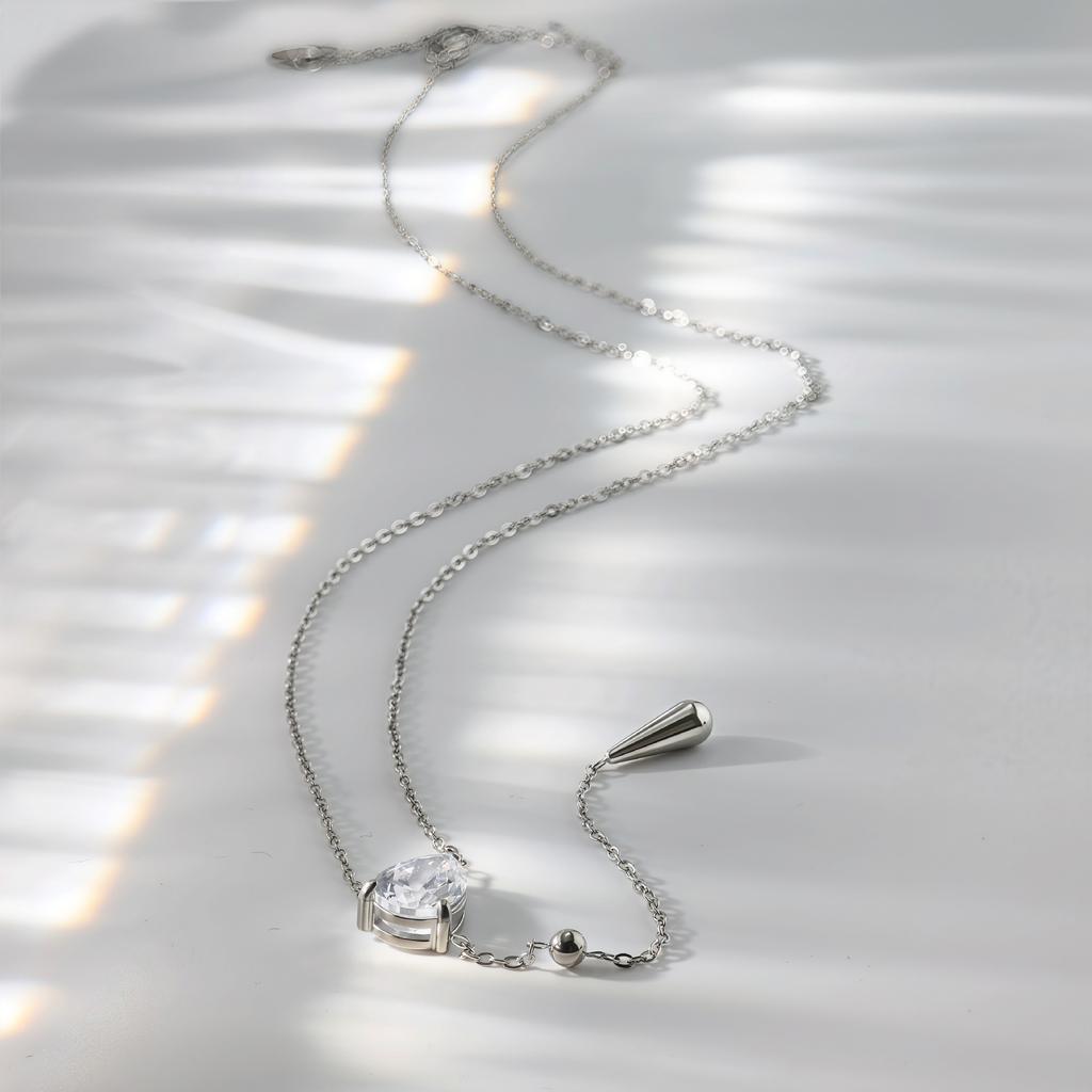 Xiaoxiangfeng Zircon Stainless Steel Necklace Temperament Daily Versatile Women'S Jewelry
