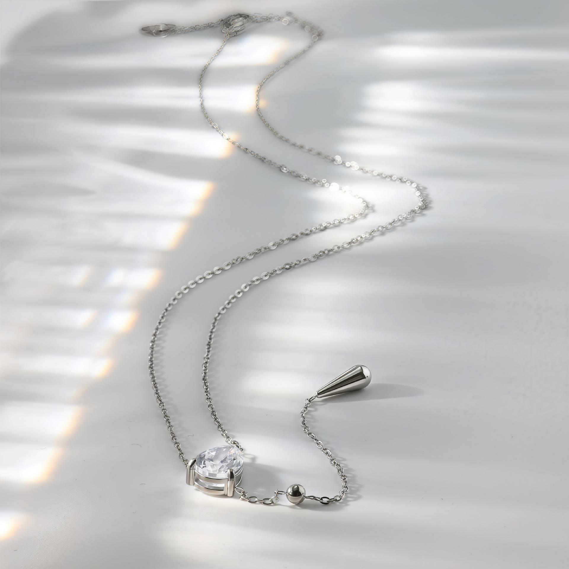 Xiaoxiangfeng Zircon Stainless Steel Necklace Temperament Daily Versatile Women S Jewelry