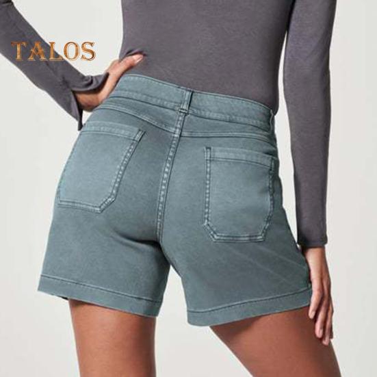 Shorts Cargo Femininos de Vestir Cintura Alta Elásticos Shorts Casuais Slim com Bolsos Roupa de Praia de Verão
