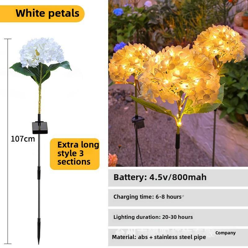 3head Hydrangea Light Solar Garden Light Outdoor Waterproof LED Flowers Stake Light Garden Pathway Backyard Landscape Decorate