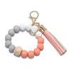 Elegant Silicone Bead Keychain Bracelet with Leather Tassel - Women's European and American Style