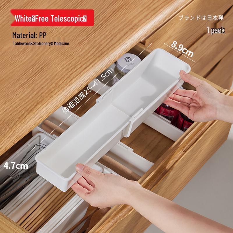 Multi-functional Retractable Storage Box for Kitchen Utensils, Chopsticks, Underwear, and Socks Drawer. белый