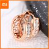 Huitan Rose Gold Color Hoop Earrings for Women Inlaid Shiny Crystal CZ Simple Elegant Circle Earrings Statement Jewelry
