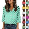 Dámské košile s 3/4 rukávem, výstřih do V, saténové, volné, elegantní, trendy tričko, svetr, halenka, topy