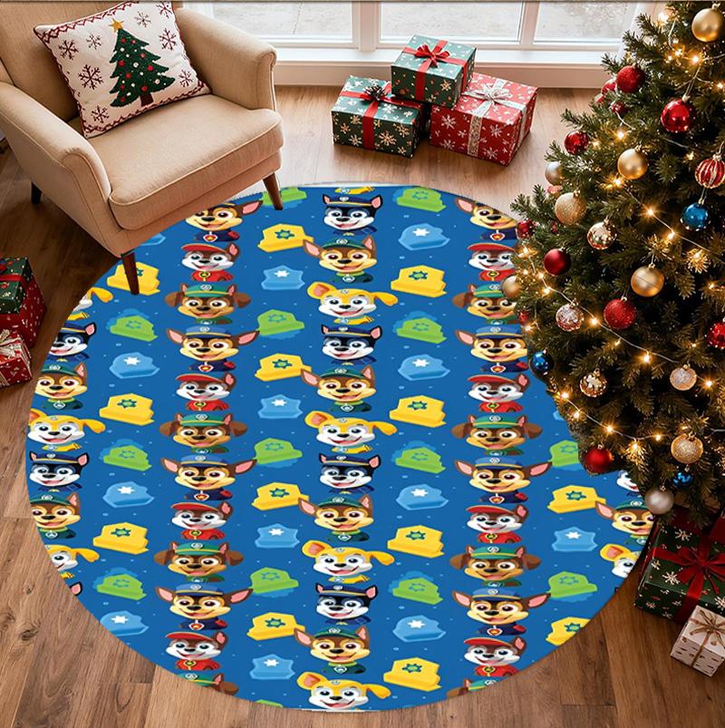 PAW Patrol Pattern Round Rug, Indoor/Outdoor Mat, for Picnic, Gameroom, Bedroom, Office, Living Room, Home Decor Carpet, Birthday Gift