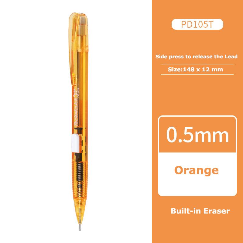 Милый механический карандаш Pentel PD105T TECHNICLICK Корпус Jelly Color-Block Боковая кнопка Автоматические ручки для студентов Эстетичные канцелярские товары