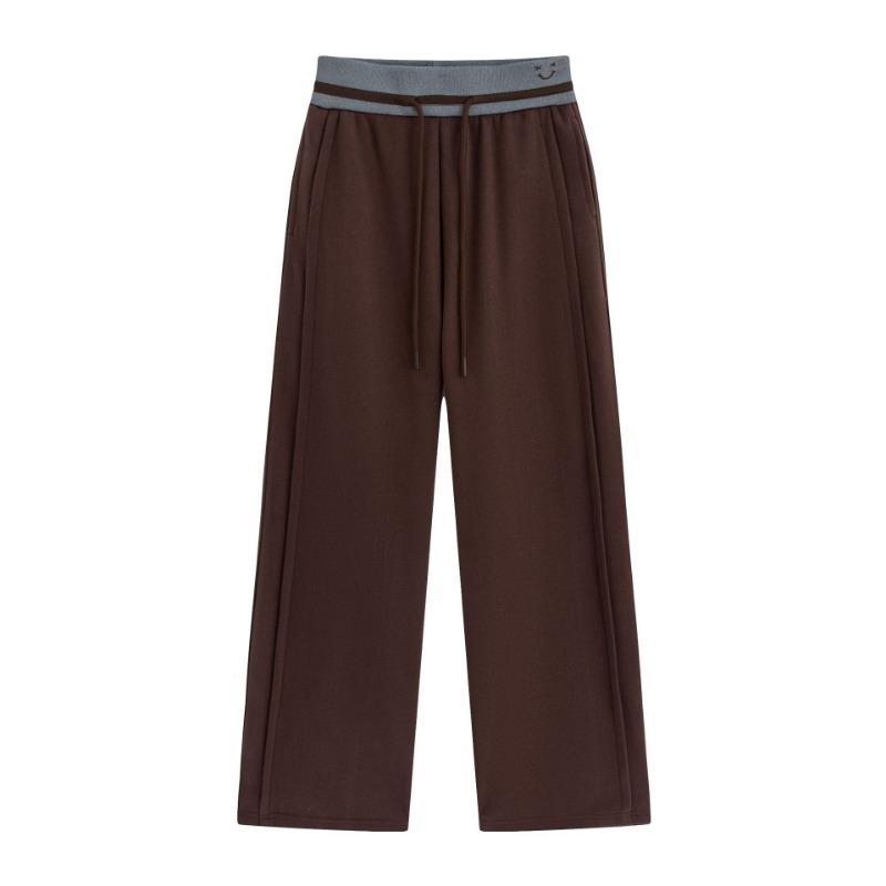 New gray casual pants women's autumn lazy drape high waist straight pants slim loose drawstring sweatpants