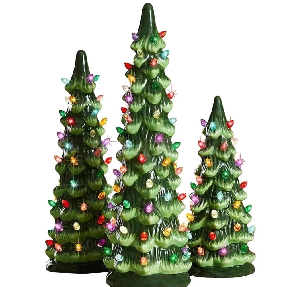LED Christmas Lights Retro Christmas Trees Charming Holiday Accent Nostalgic Home Decor Compact Tabletop Size Decor For Mantels