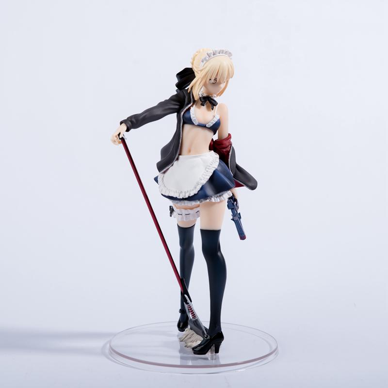 24CM Fate/Grand Order Anime Figure Saber Altria Pendragon Swimwear Maid Ver Pvc Action Figure Collectable Model Toys Figurine