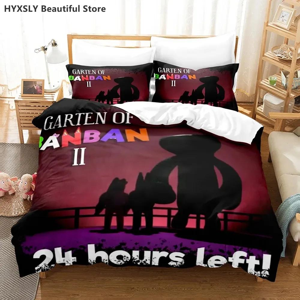 Garten Of Banban 3D Bedding Set Game Quilt Cover Pillowcases Single Queen King For Kids Rainbow Cartoon Duvet Cover Sets