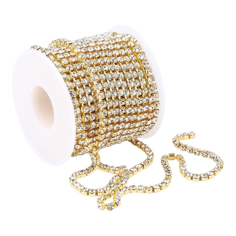 Rhinestones Close Chain Sew On Glass Rhinestones Trim Rhinestones Chain Rhinestones Cup Chain for DIY Craft Decorations