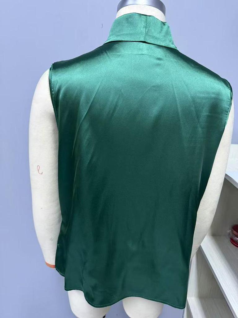 Gilet senza maniche in raso plissettato da donna per primavera/estate