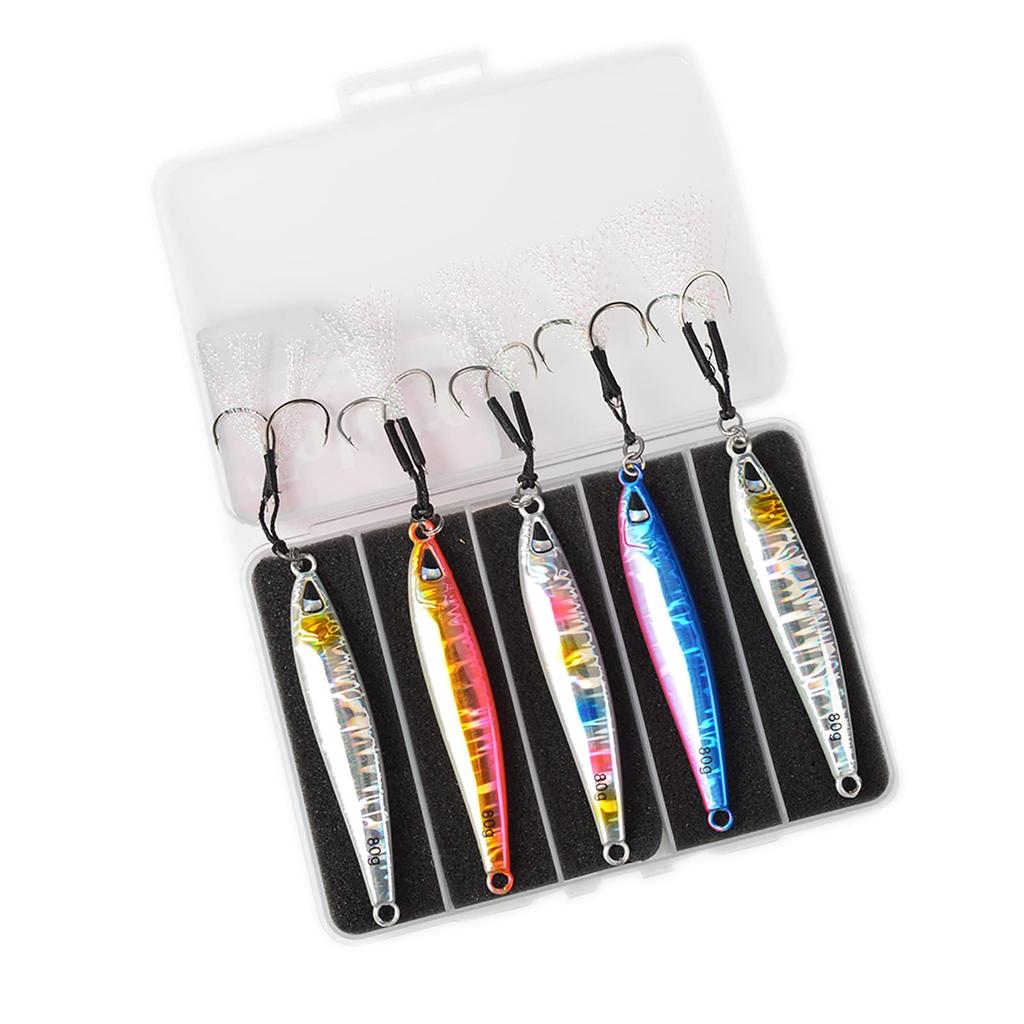 Tolure Jig 4 3D Printer Laser Foil Luminous Metal Root Red Sea Yellowtail Blue Horse Sea Sea Fishing Jig with 5 Set, Colors, 100g, Eyes, Paper, Jig,