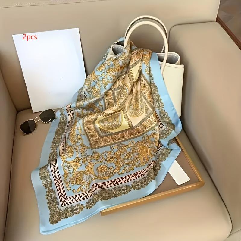 70 * 70cm Silk Scarf Square Scarf Professional Simulation Silk Scarf Retro Printed Silk Scarf for Women