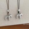 Funny Cartoon Horse Smooth Surface Flower Metallic Pendant Necklaces for Women Long Adjustable Wax Rope Chain Chokers 2025 Gifts