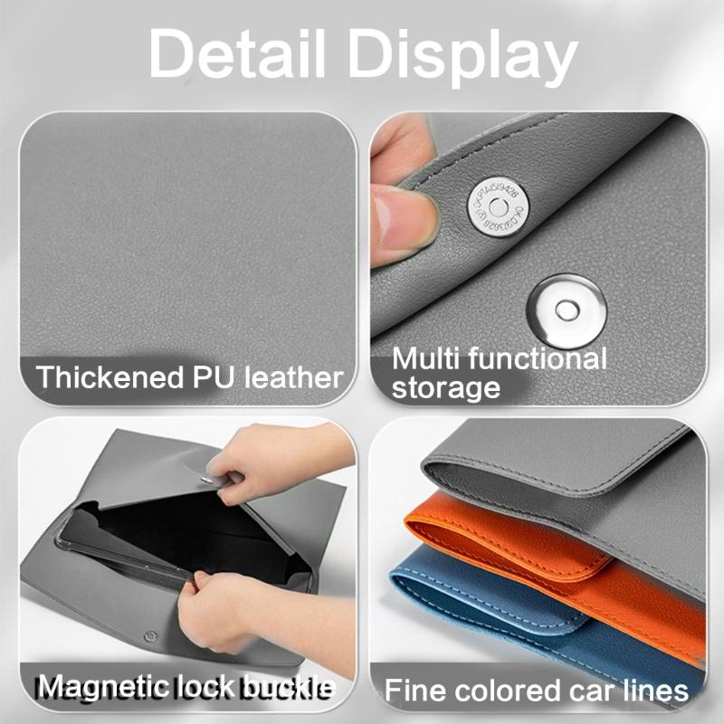 Large Capacity File Organiser Documents Pouches Magnetic Snap Closure Water Resistant Leather Document Folder For Office