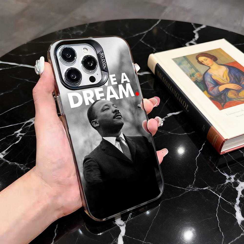 

Great M-Martin Luther King Jr Phone Case For iPhone 17,16,15,14,13,12,11 Plus,Pro Max,XS,Colorful Silver Phone case Funda Cover iPhone16plus