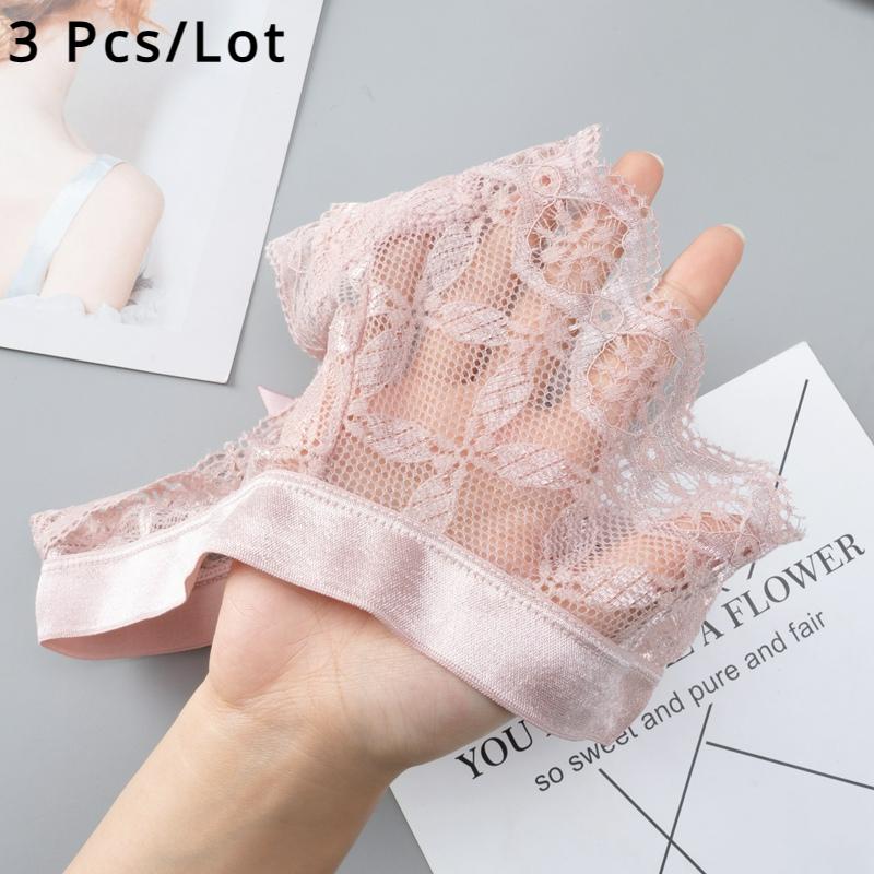 3 Pcs/Lot Women's Lace Bow Thongs Sexy Low Waist Panties Underpants