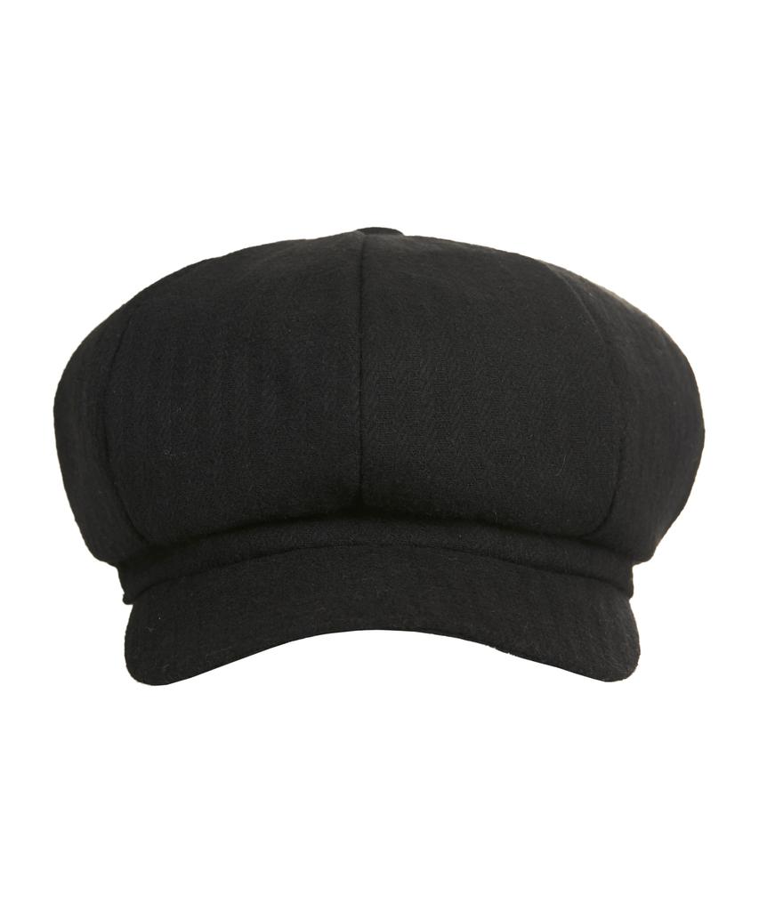 Bajal Bold Metal Tip Wool Herringbone Newsboy Cap Black