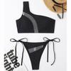 Bikini Sexy Women's Swimwear One Shoulder Bikini Sets Mesh Brazilian Bikini Thong Swimwear Beachwear
