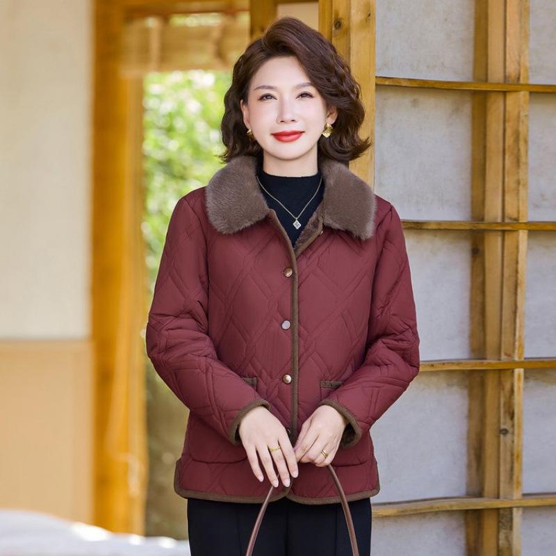 Padded jacket new padded jacket velvet lapel women's clothing autumn and winter short jacket warm padded jacket