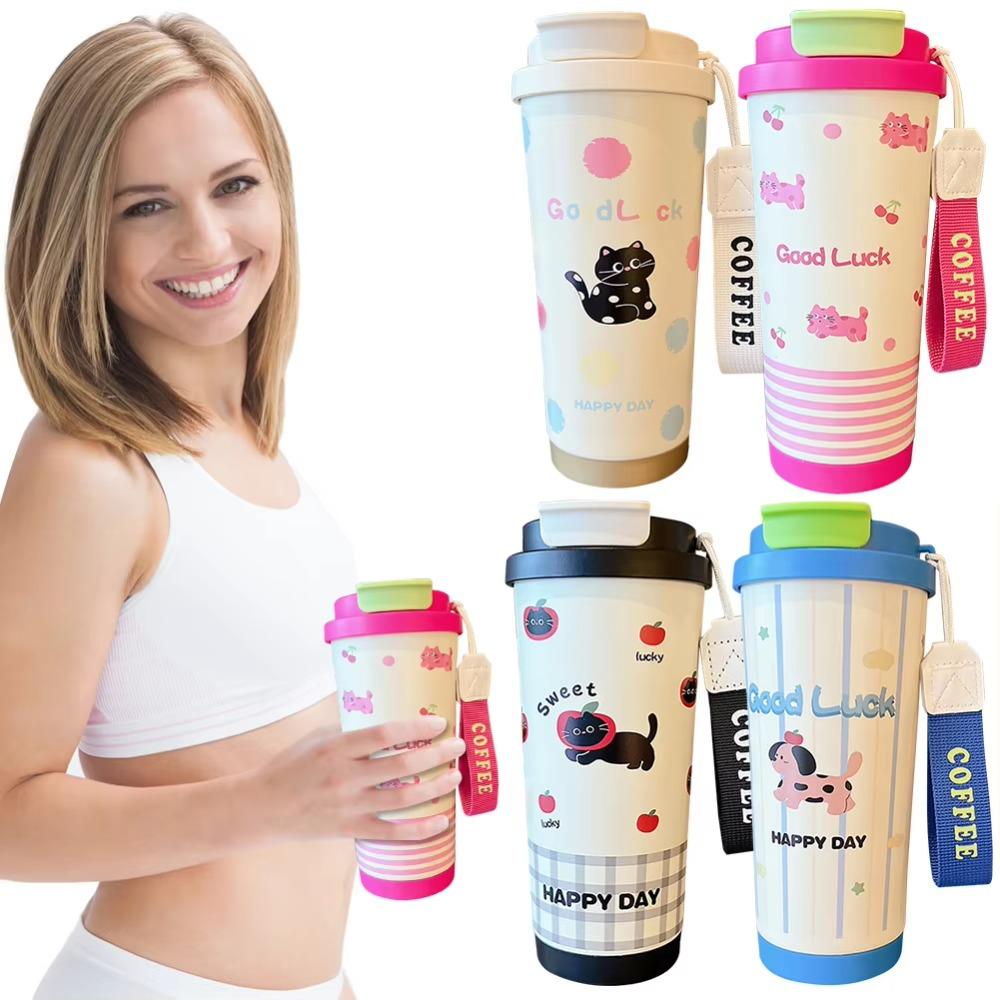 Leak-Proof Stainless Steel Mug Cartoon Pattern Coffee Cup Cute Thermal Mug  Hiking