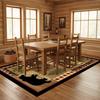 Vintage Wildlife Themed Rug, Bear & Pine Cabin Non-Slip Floor Mat for Bedroom Living Room Lodge Farmhouse Decor Carpet