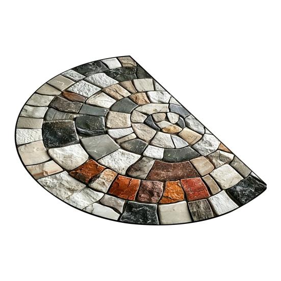 Tappetino semicircolare antiscivolo retrò, benvenuto, lavabile, semicircolare, colorato, per ingresso interno/esterno, patio, porta d'ingresso