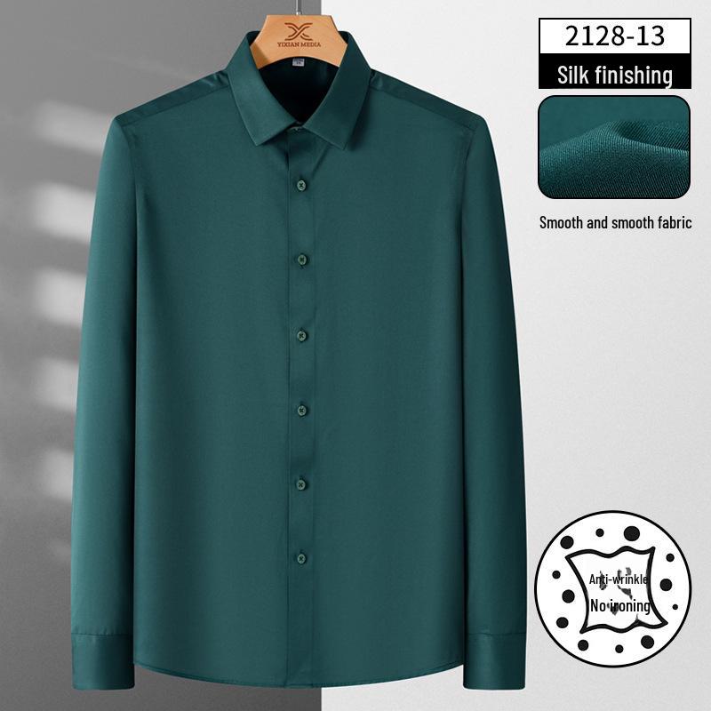 

Мужская приталенная белая деловая рубашка с длинным рукавом — не мнется, подгоняется по размеру. 38