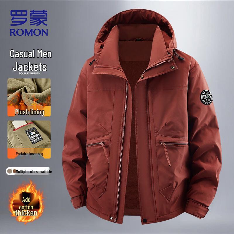

ROMON Men s Hooded Fleece-Lined Workwear Padded Jacket