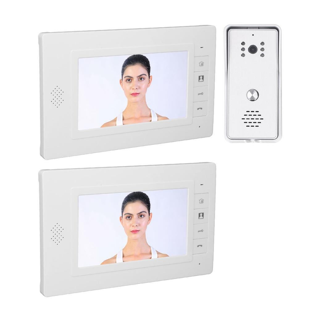 2 Units Video Intercom System 2 Way Talk Night Vision Wide Angle Waterproof Wired Video Doorbell