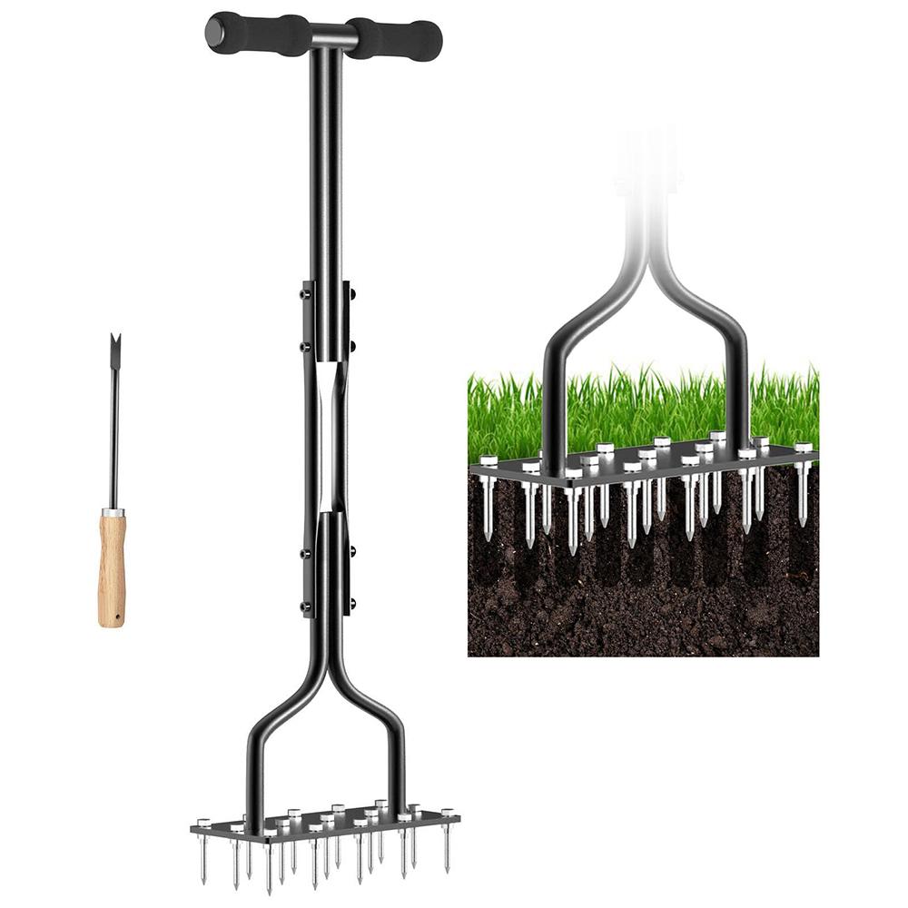 

Lawn aerator nail manual tool with 15 iron nails,garden lawn air aerator and cleaning tool,for yard care,loosening soil,36 in