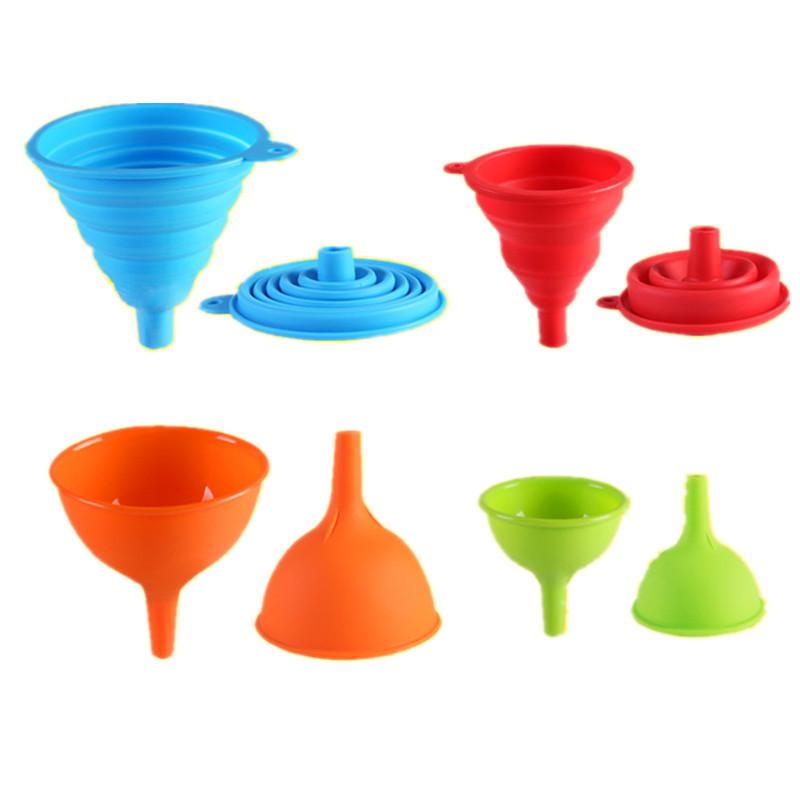 1Pc Food Grade Small Silicone Funnel Durable Soft For Oil Liquid Kitchen Cooking Tool Random Color