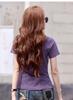 Women's Summer V-Neck Pleated Waist T-Shirt - Cotton, Short Sleeve, Elegant Korean Style